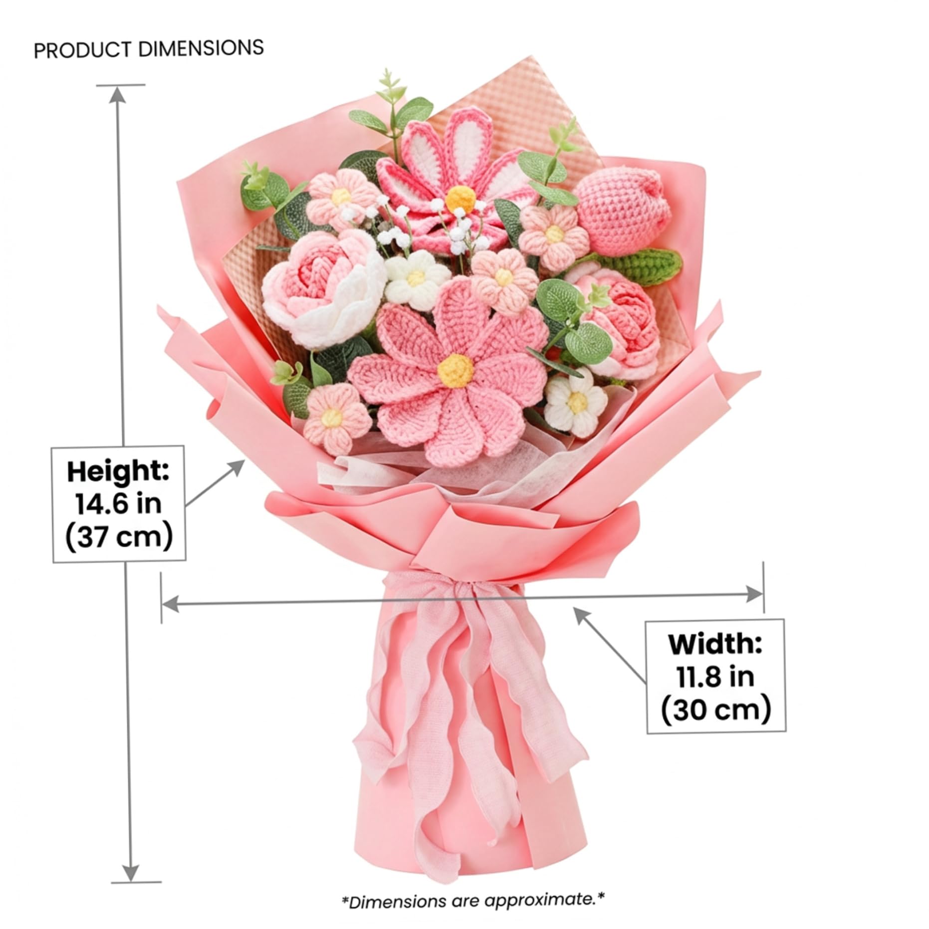 Ramo de Flores de Ganchillo - Ramo de Flores de Punto Hecho a Mano, decoración Duradera del hogar para el día de la Madre, día de San Valentín, Bodas de Ganchillo