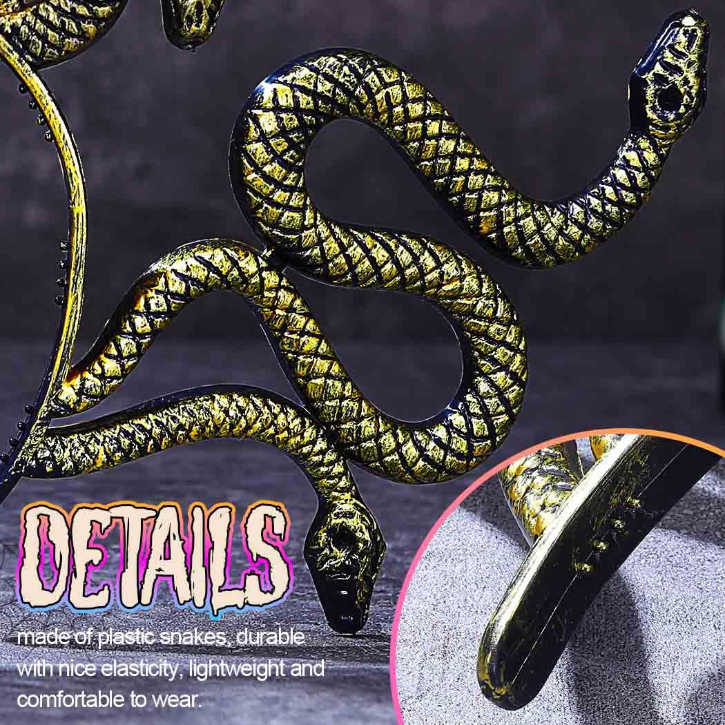 Zoestar Medusa Snake Headband Greek Goddess Snake Headpiece Halloween Hair Accessories for Women (Black and Gold, One Size) - Image 4