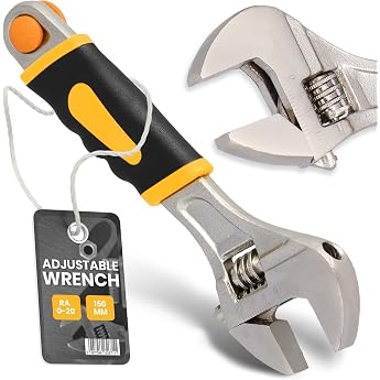 Instalguru Adjustable Spanner 0-20 mm Adjustable Open-End Spanner Spanner Single Open-End Spanner Steel Ergonomic for Sanitary Workshop
