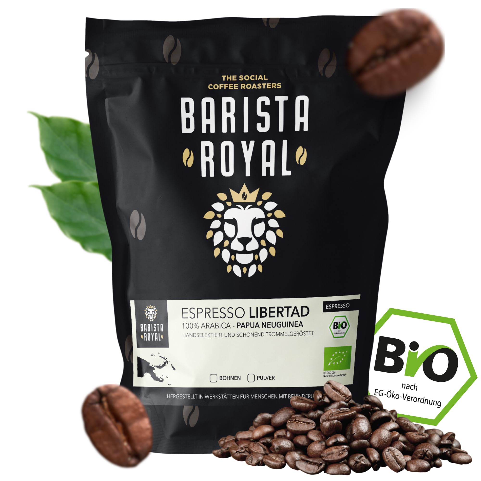 Bio ziarna espresso "Espresso Libertad" | świeże ziarna kawy bezpośrednio z Papui Nowej Gwinei | 100% Arabica Espresso całe ziarna | idealne do w pełni automat i sitek (1000 g)