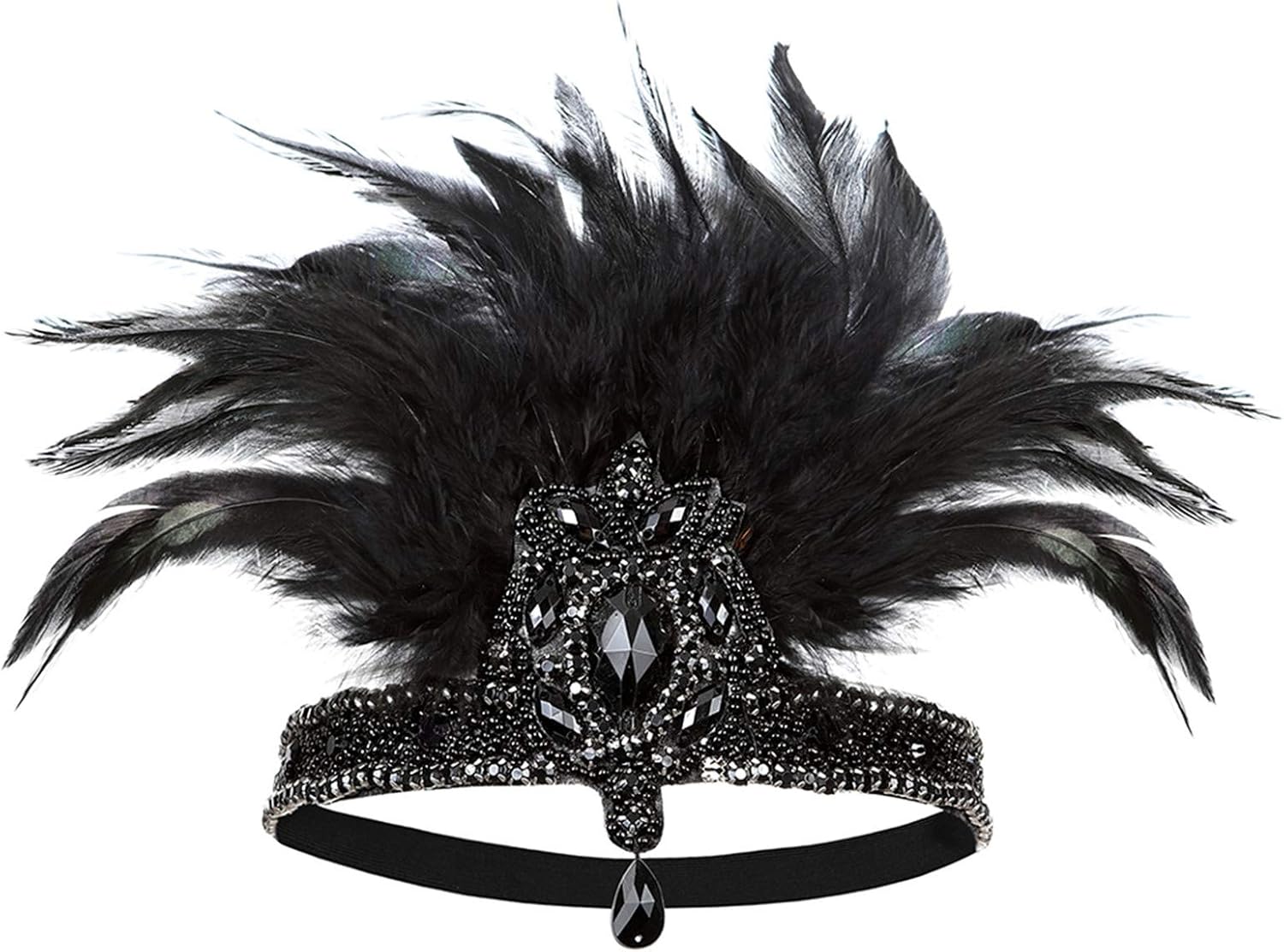 Roaring Art Deco 1920s Flapper Feather Headpiece Roaring 20s Great Gatsby Headband for Women 1920s Headwear