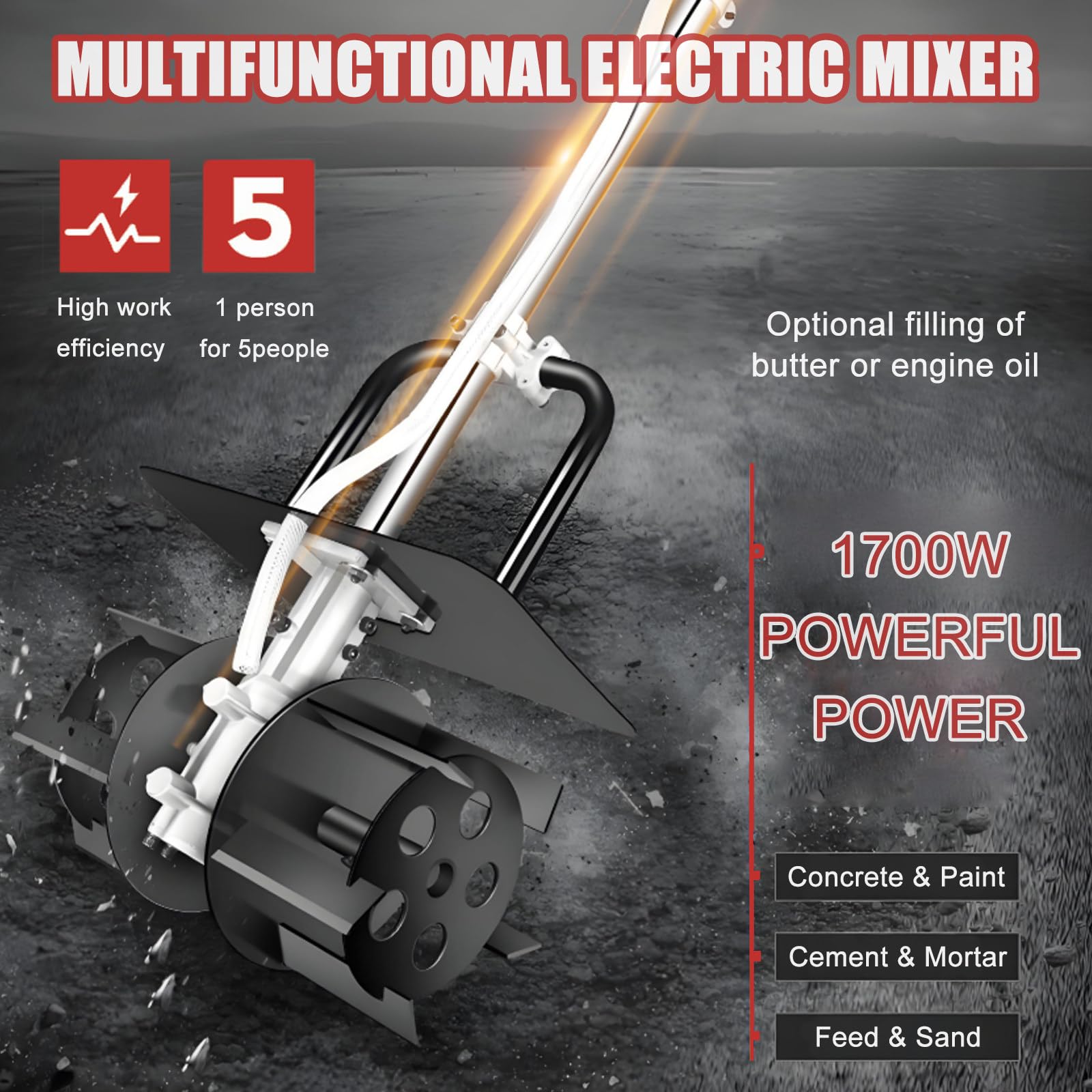 Bétonnière Électrique Réglable À 6 Vitesses,1000 À 2000 TR/Min Et Largeur De Mélange De 32 Cm,Bétonnière Portative Professionnelle pour Un Contrôle Précis De La Consistance MotorOilType