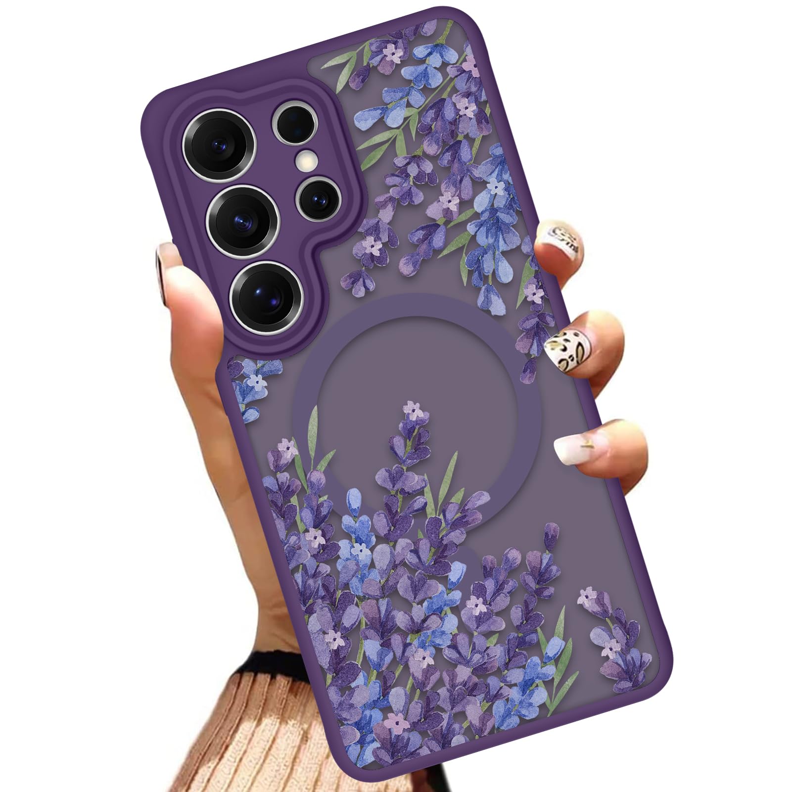OOK Custodia per telefono viola floreale adatta per Samsung Galaxy S26