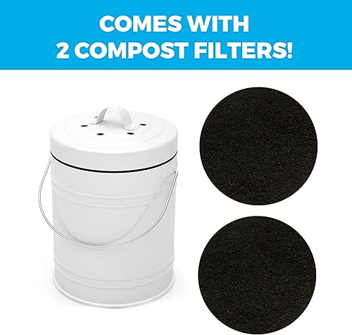 Miniatura 6 de Cubo de compostaje de cocina pequeño de 3 litros, contenedor de compostaje inodoro con filtros de carbono, cubo de compostaje para encimera con