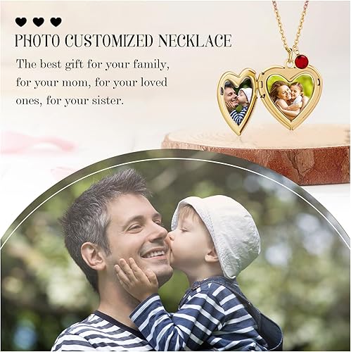 Vista 3 de Collar personalizado para mujer con imagen en el interior, collar personalizado de 1 a 6 imágenes para mujer, collar de fotos de memoria, regalos