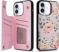 Vista 163 de UEEBAI Funda tipo cartera para iPhone 15 Pro Max con tarjetero, cubierta de cuero PU con soporte, bloqueo RFID, doble cierre magnético, relieve