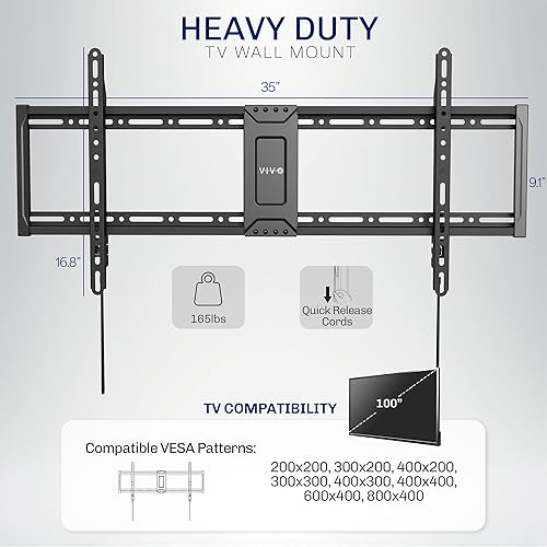 Miniatura 3 de VIVO - Soporte universal de pared de alta resistencia para TV curvo y de pantalla plana Negro