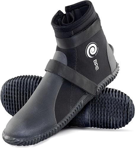 BPS Botas de buceo de neopreno de 0.118 pulgadas y 0.197 pulgadas  Botas antideslizantes de suela premium para deportes acuáticos, buceo, esnórquel,