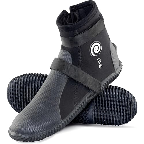 BPS 3mm 5mm 7mm Neoprene Dive Boots with Anti-Slip Hard Sole - Men & Women Wetsuit Shoes for Water Sports - Scuba Diving, Snorkeling, Surfing, Canyoning, Paddleboarding & Rafting