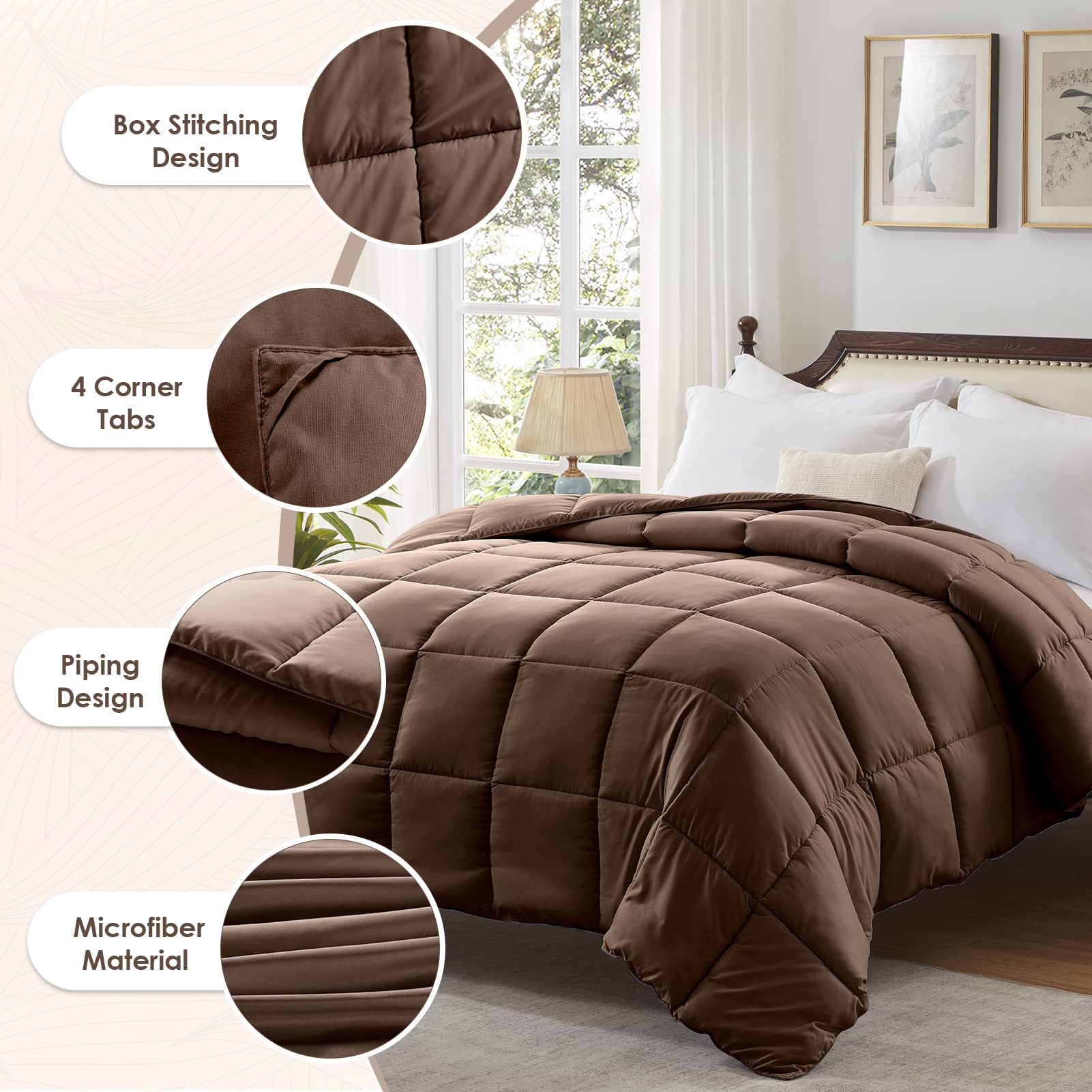 brown down comforter