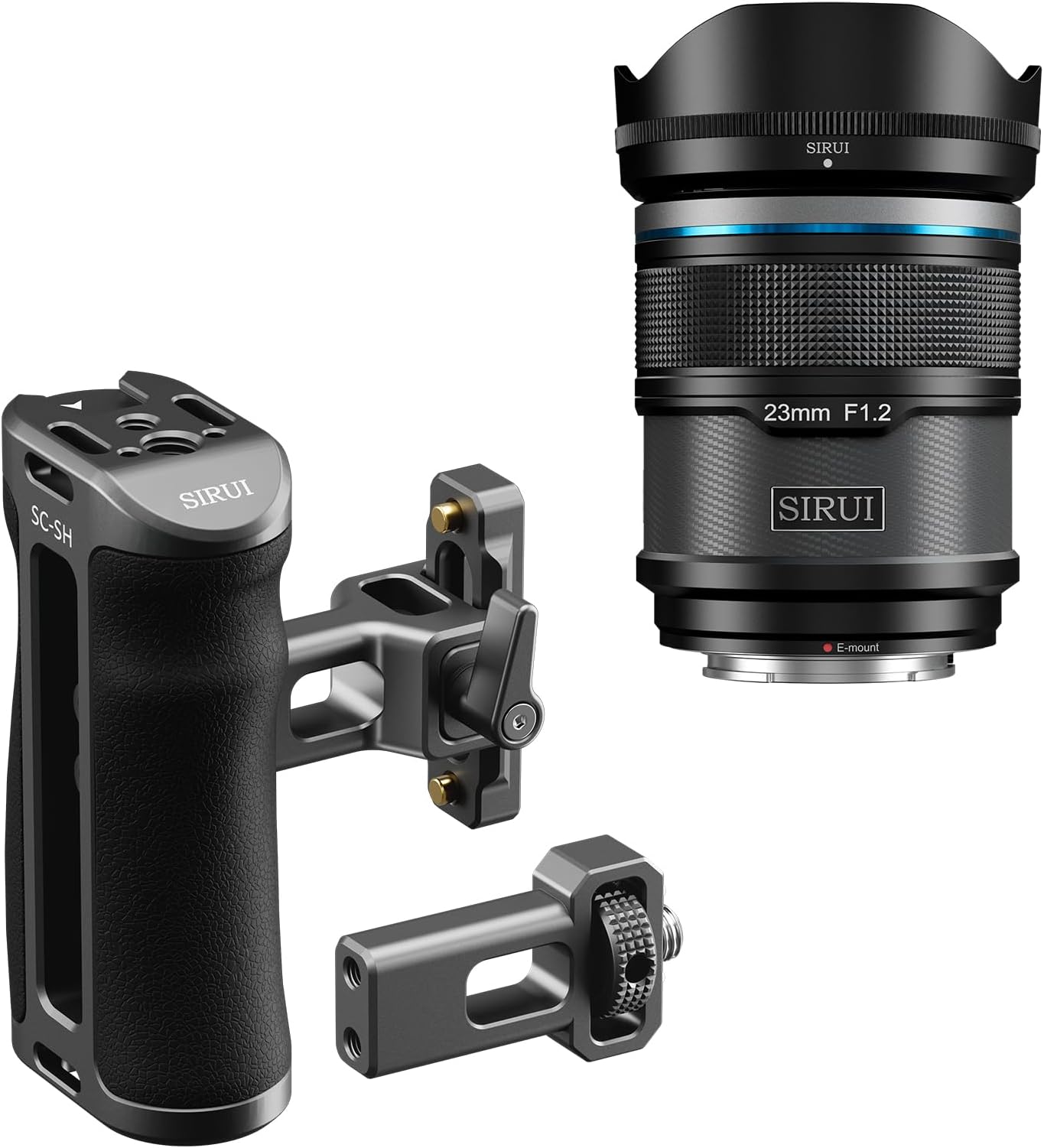 Sniper 23mm Autofocus Lens and Camera Cage Side Handle Bundle