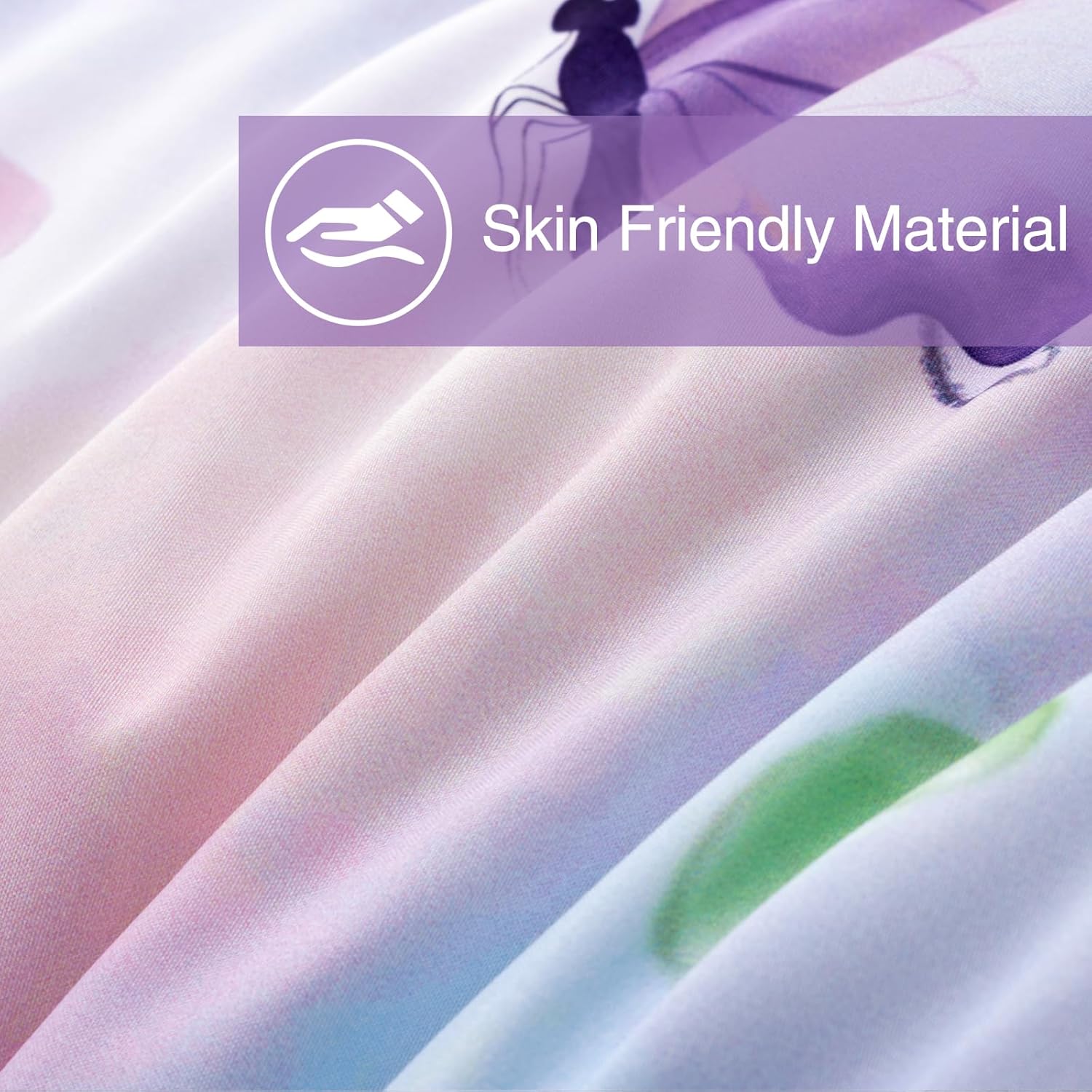 A Nice Night Butterfly & Bows Bedding Set,Tie Dye 6 Piece Bed Comforter Set in a Bag Matching Sheet Set,Chic Princess Style Light Purple Room Decor for Girls,Queen