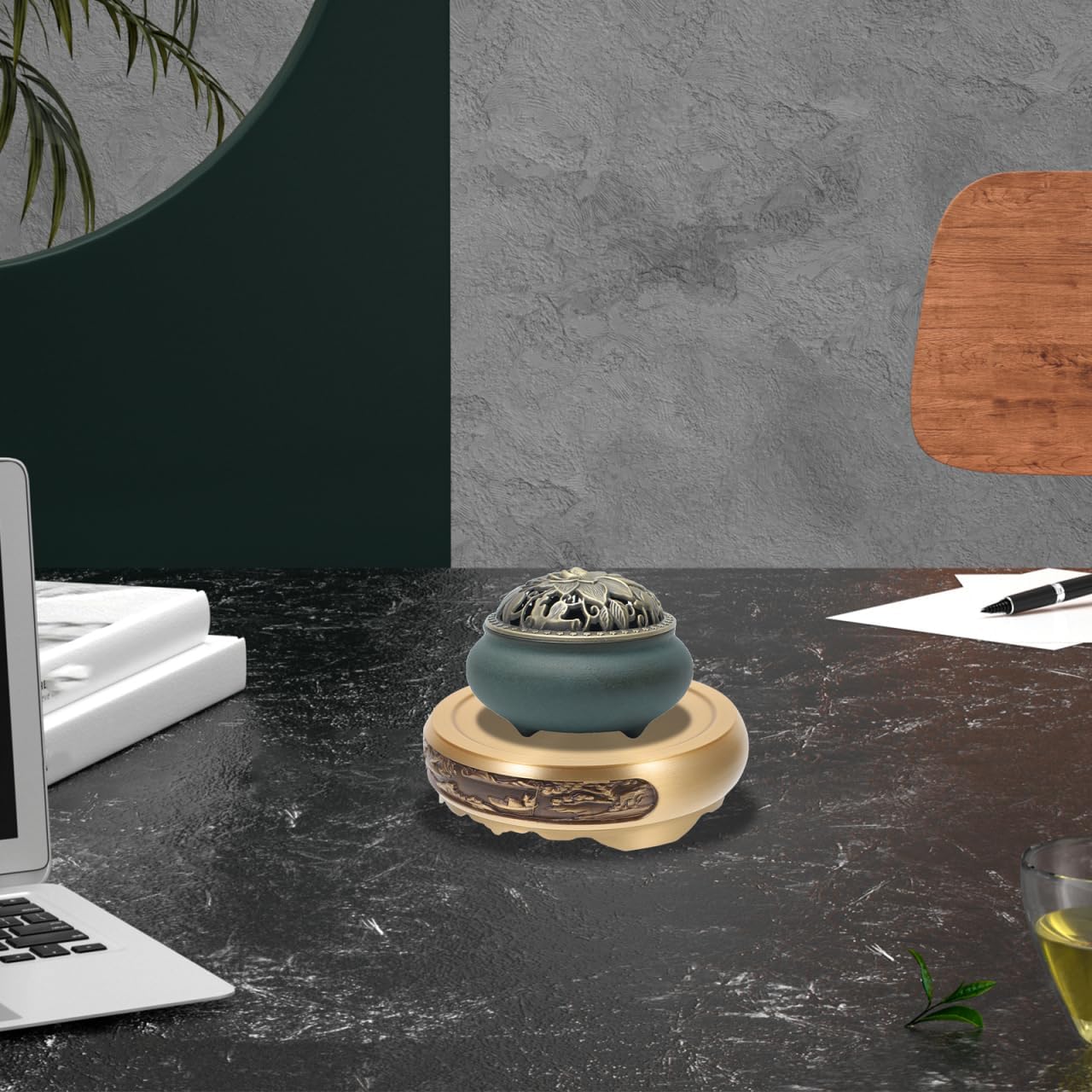 NUOBESTY Incense Holder Base Round Displaying Base for Incense Burner Heat-Resistant Desktop Stand for Study Bedroom Sauna Yoga Home Decor