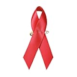 100 Pieces Red Satin Awareness Ribbons with Safety Pins for Fighting Against AIDS and HIV 1.4 x 3 inch