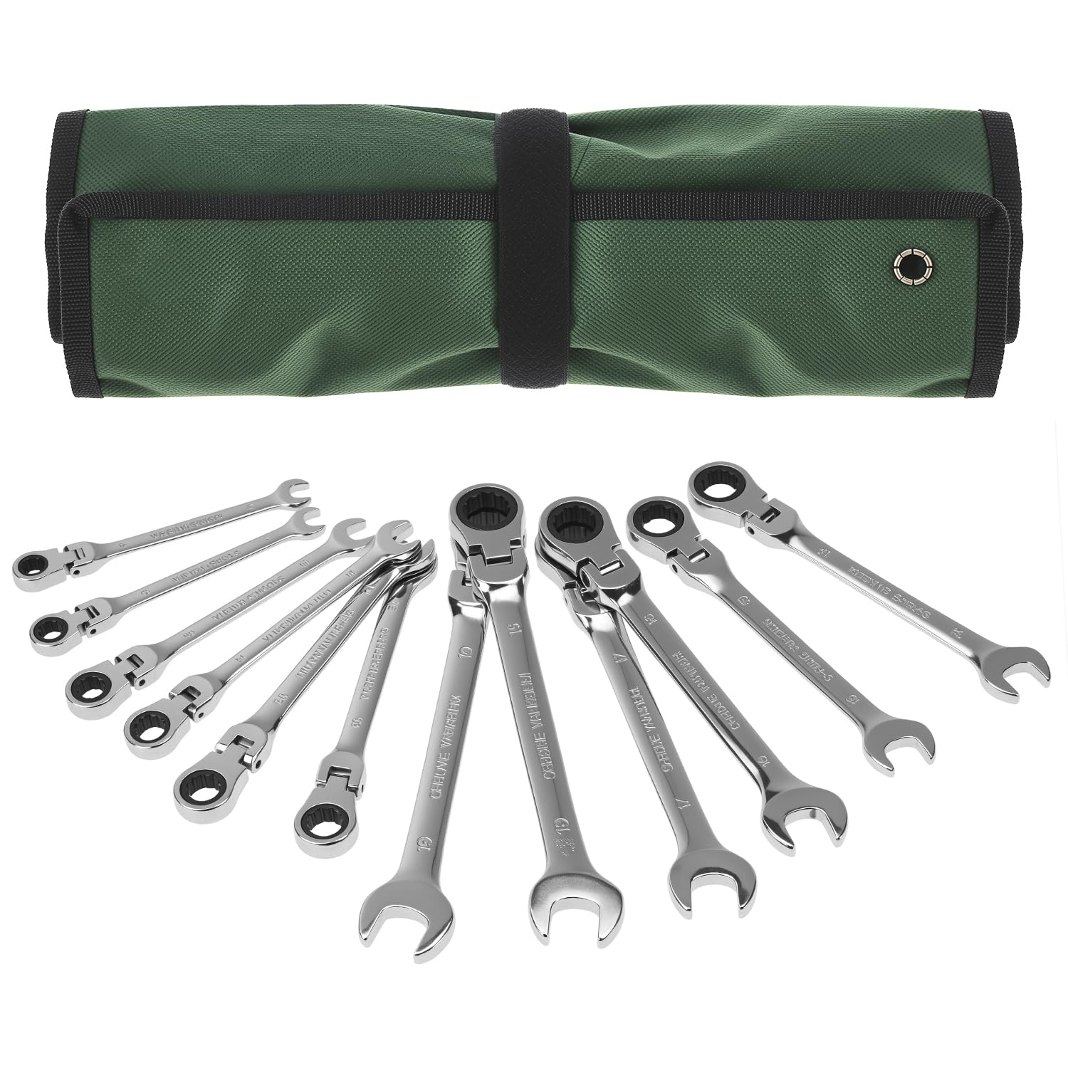 QWORK® 12 Pezzi Chiavi a Cricchetto Set, Chiavi a Cricchetto 8-19 mm con Testa Regolabile, Chiave a Cricchetto con 72 Denti, Chiave Combinata in Acciaio al Cromo Vanadio