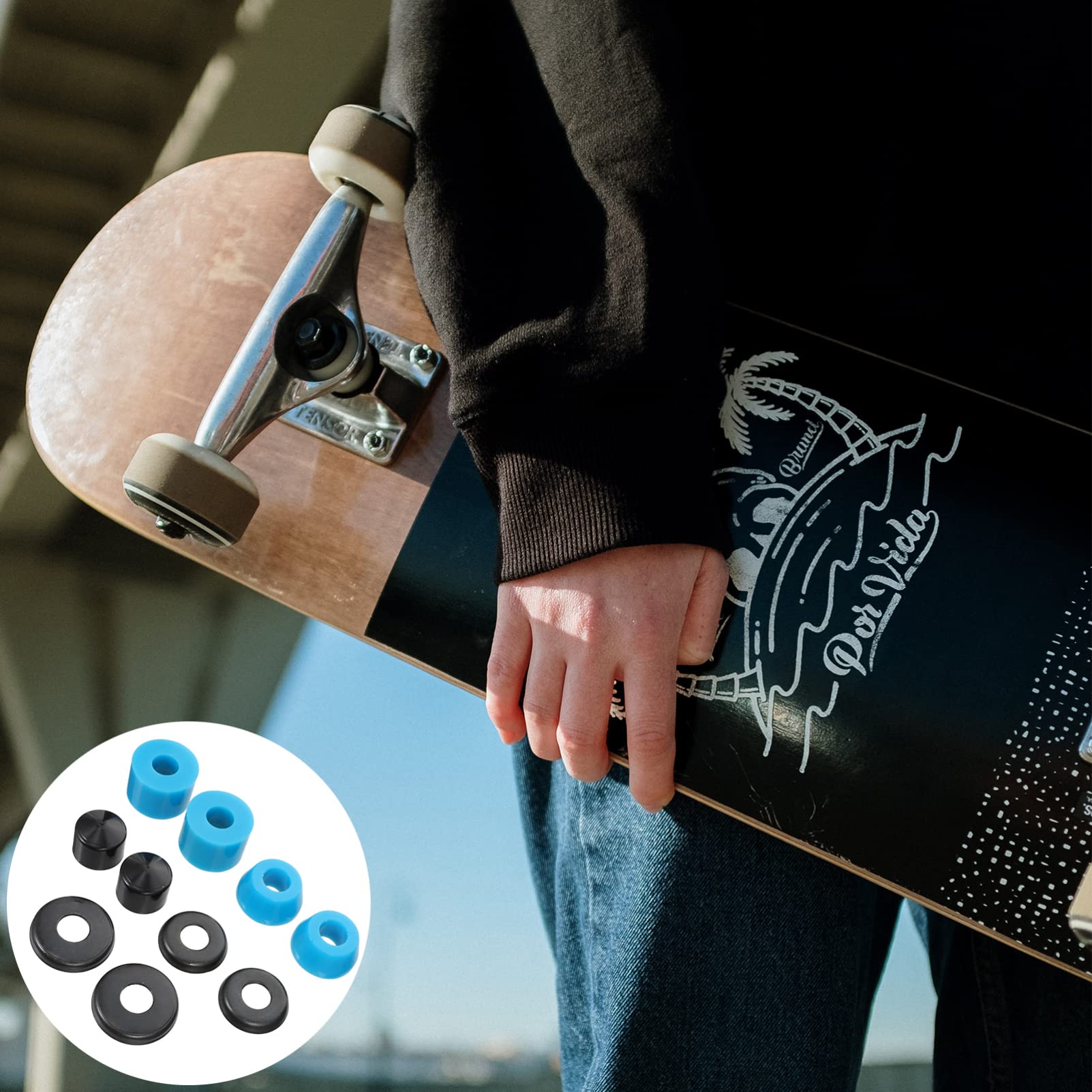 1 Juego Almohadilla De Choque para Monopatín Piezas De Skate Longboard Amortiguadores De Skate Almohadilla a Prueba De Golpes Guia De Bujes De Skate Trucos De Skate Largo Patines