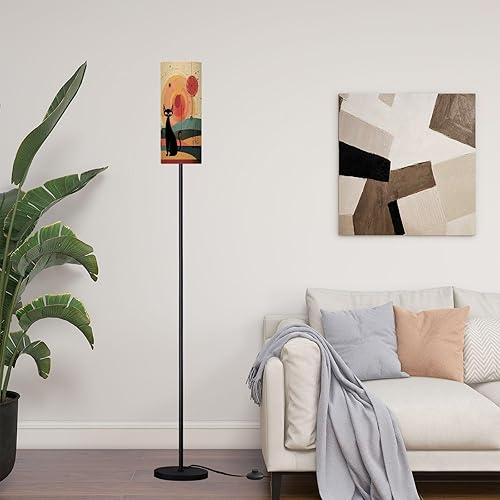 Miniatura 5 de Modern Standing Lamps Mid Century Black Cat Retro Atomic Starburst Modern Abstract Geometric Floor Lamp Metal Pole Lamp with Linen Lampshade for