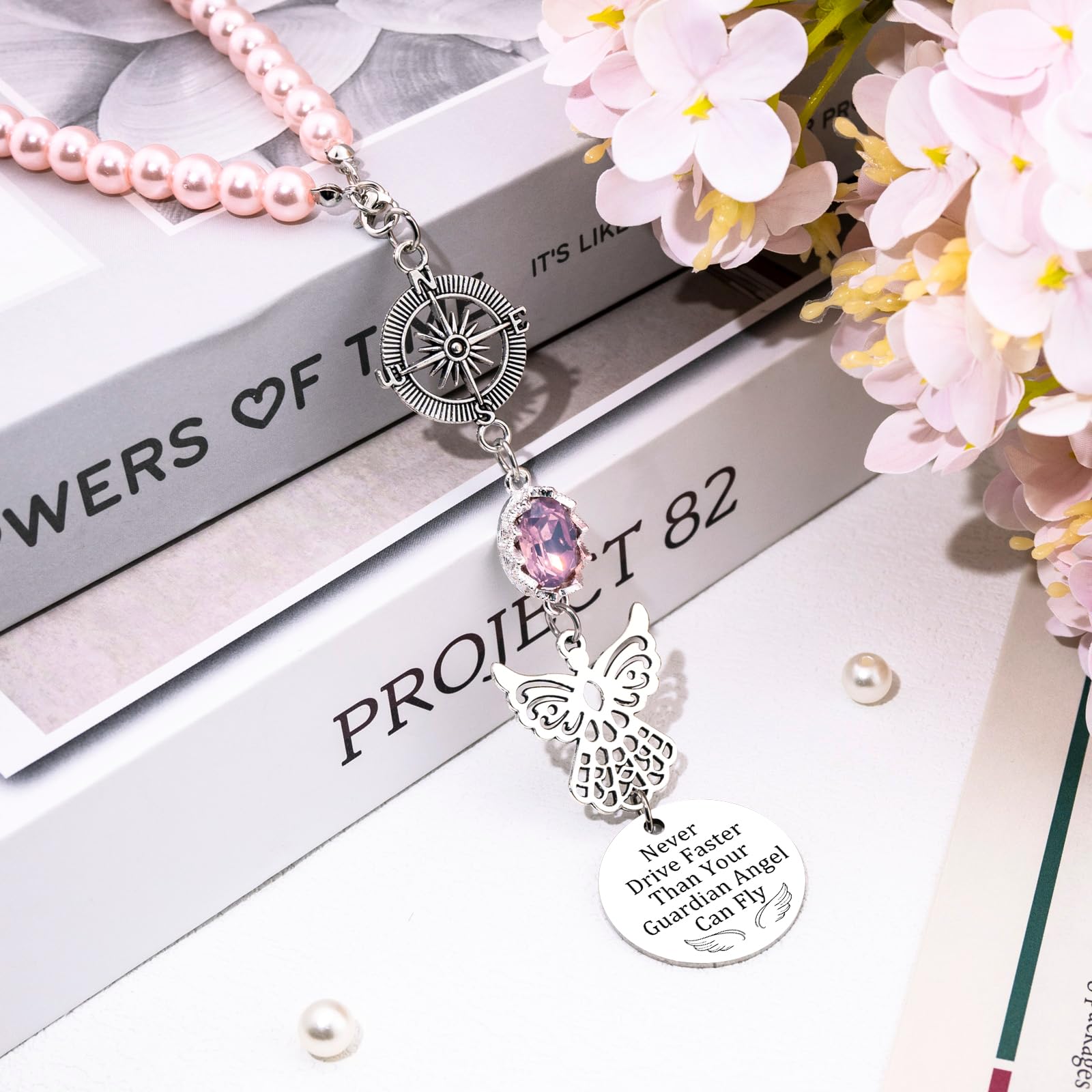 Rear View Mirror Car Accessories for Women Teen Girls Cute Car Mirror Hanging Accessories New Driver Gifts for — view 3