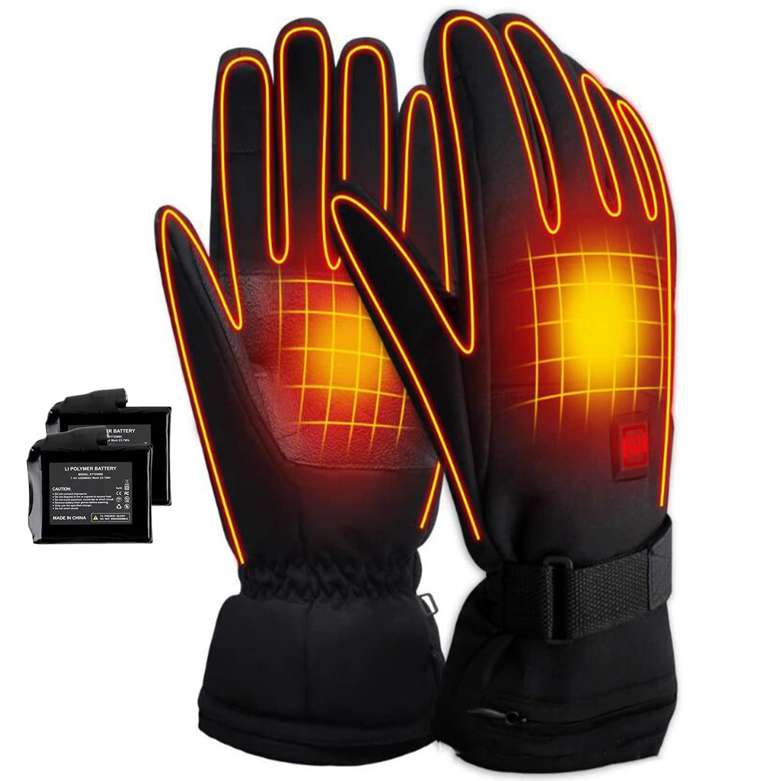 Gants chauffants homme écran tactile moto vélo hiver avec batterie rechargeable