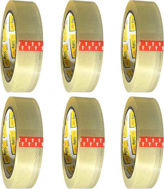 Pk1 - 6 Cellotape rolls for tape dispenser | 24mm x 66m - Pack of 6 Transparent Tape Rolls | Refill your 75mm Core Size Large Sellotape dispenser and tape, Packing tape, Parcel tape