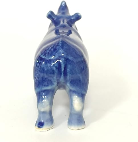 Miniatura 7 de Figura de rinoceronte de cerámica, casa de muñecas Delft, azul y blanco, coleccionable, en miniatura, bonsái, jardín, regalo pintado a mano