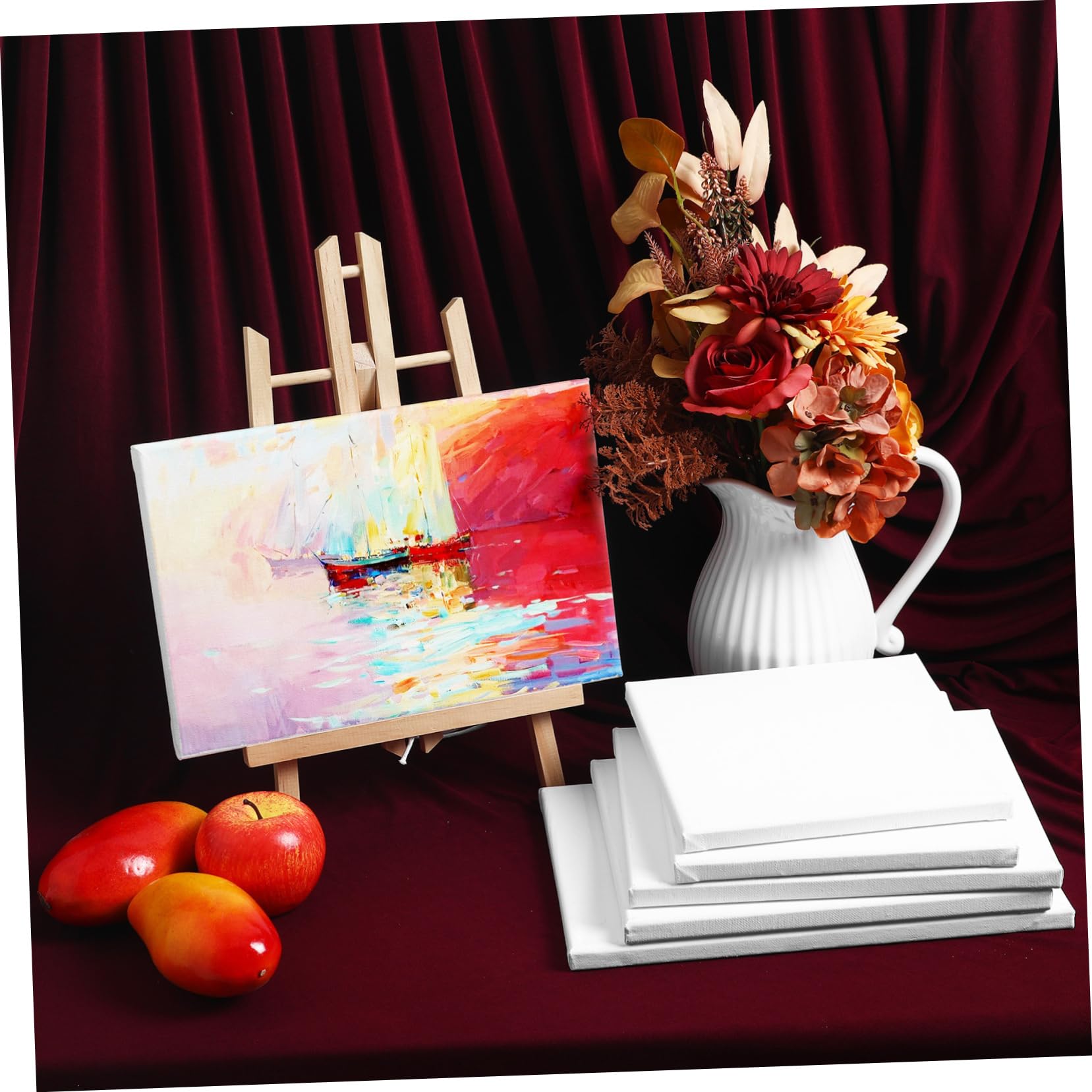 Lienzos para Pintar Cuadrados de Algodón Blanco, 6 Piezas | Paneles para Pintura Acrílica y Otras Técnicas, Superficie Cómoda, Uso Versátil para Suministros de Arte