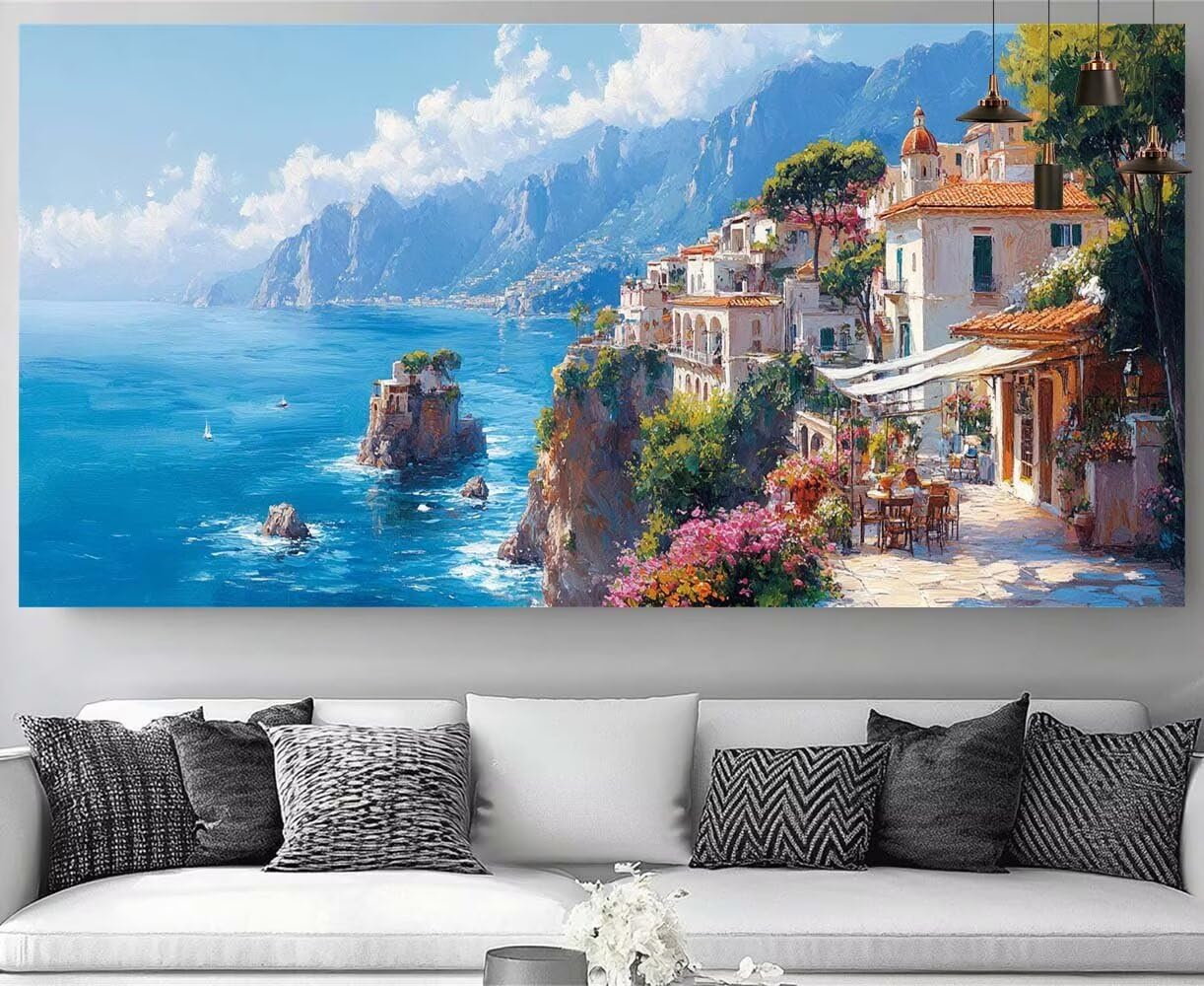 Tableau strass diamant 70x210cm mosaïque Mer Égée géante - 8