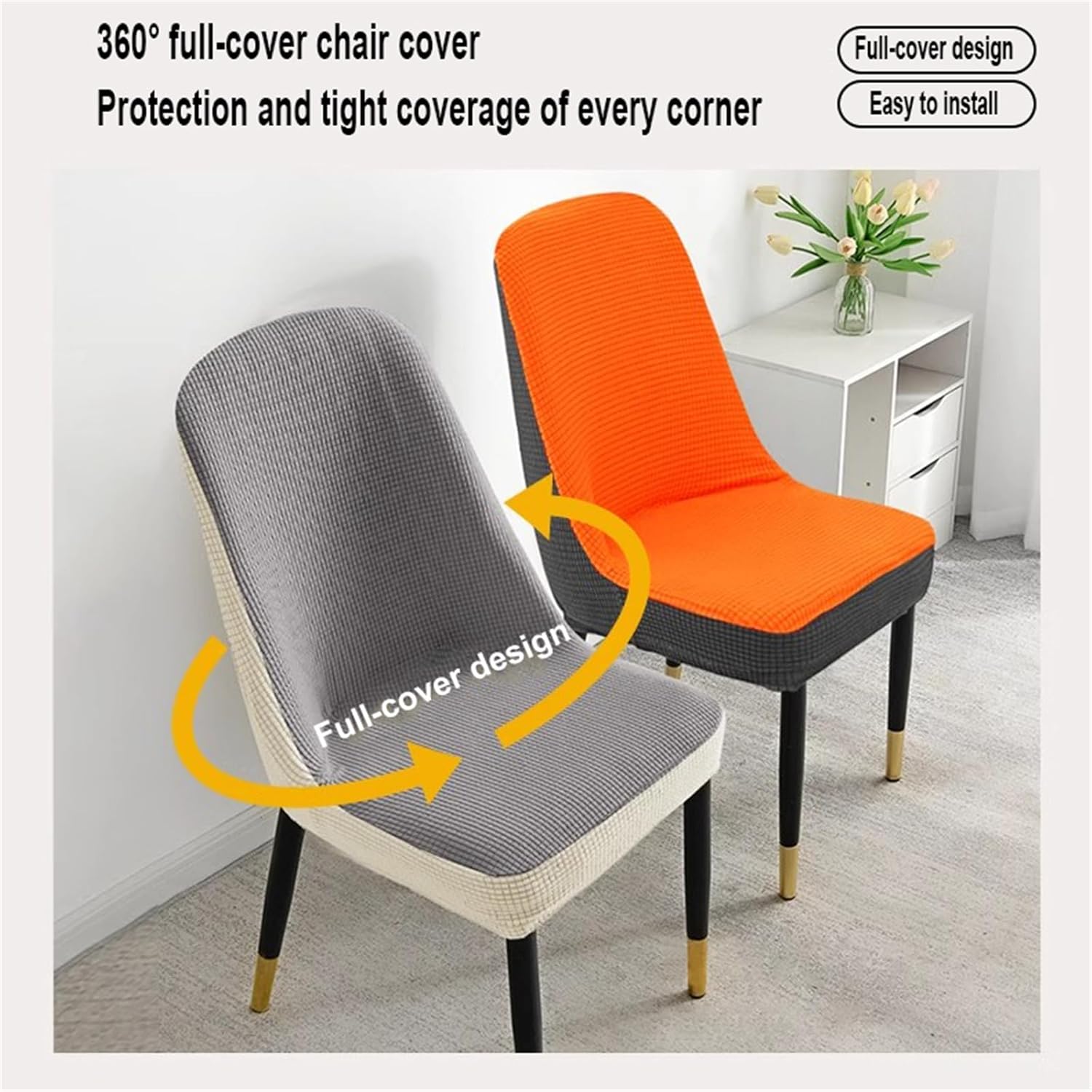 Soft Stretch Slipcover Armchair Covers Modern Curved Back Chair Slipcover for Banquet Office Living Room Vanity Bedroom,Orange,1pcs