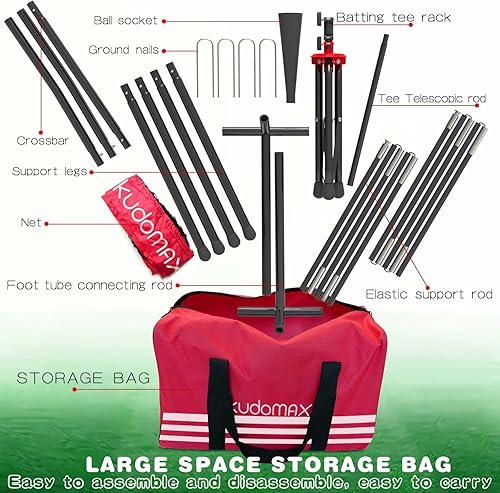 Miniatura 7 de Red de práctica de béisbol, 6 x 6 pies, camiseta de bateo, marco cuadrado con zona objetivo, sistema de entrenamiento portátil de bateo y