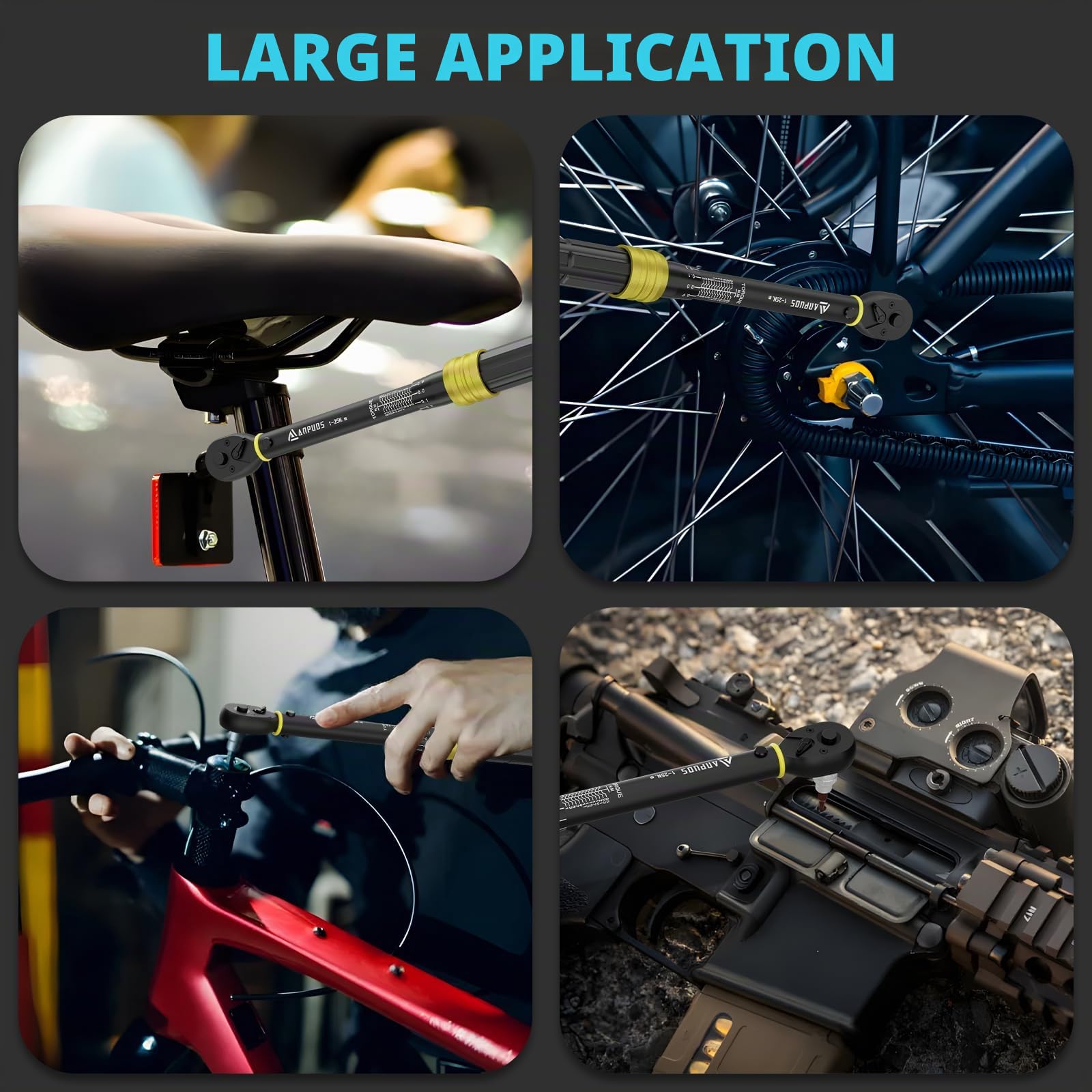 ANPUDS Clé Dynamométrique 1/4'', 1-25Nm Clé Dynamométrique Vélo, 0,1 NM Micro-ajustement, Précision ±3%, 72 Dents Cle Dynamometrique pour Vélos Route Montagne y Moto