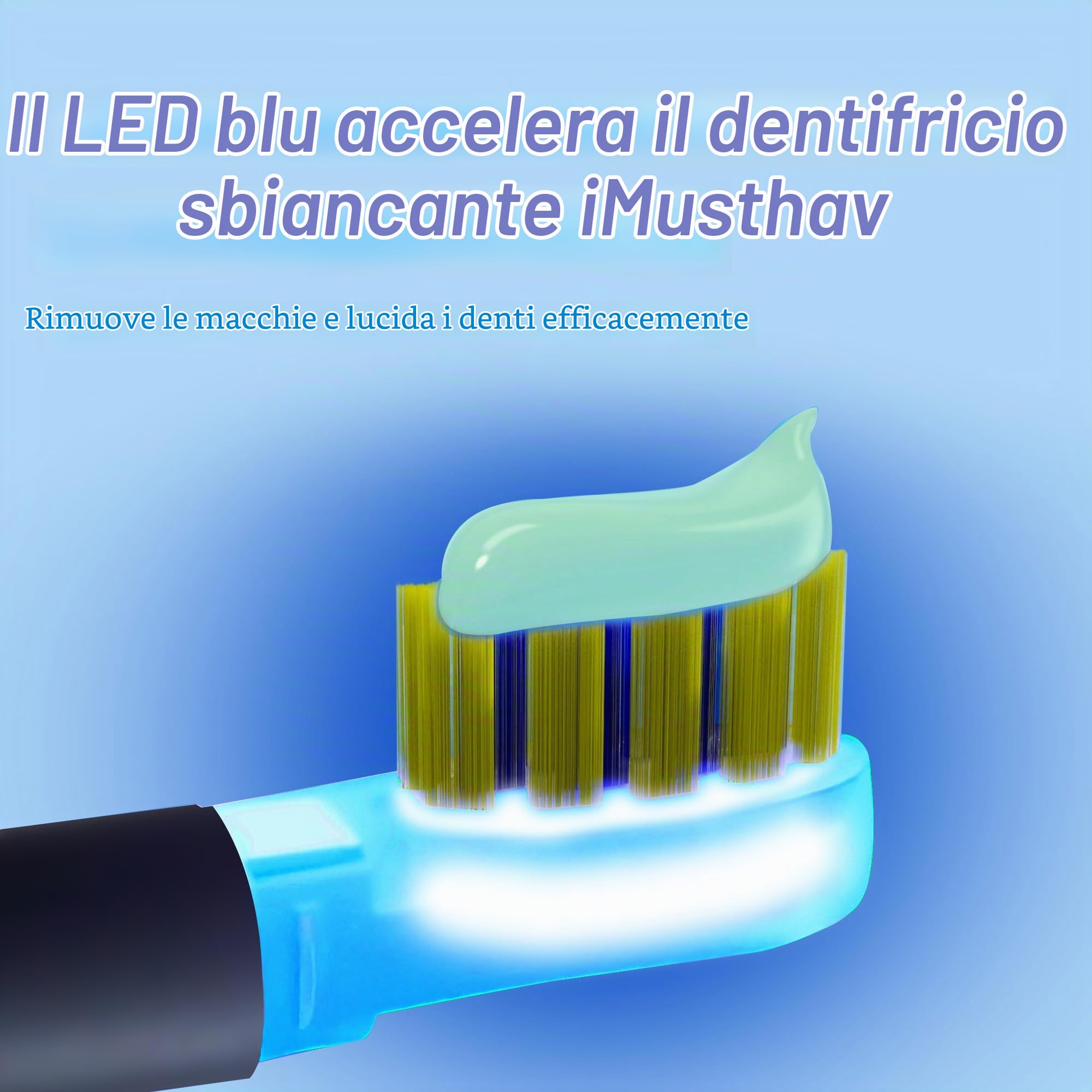 Spazzolino elettrico sonico pieghevole da viaggio con funzione sbiancante | Spazzolino elettrico per adulti | Spazzolino da denti da viaggio
