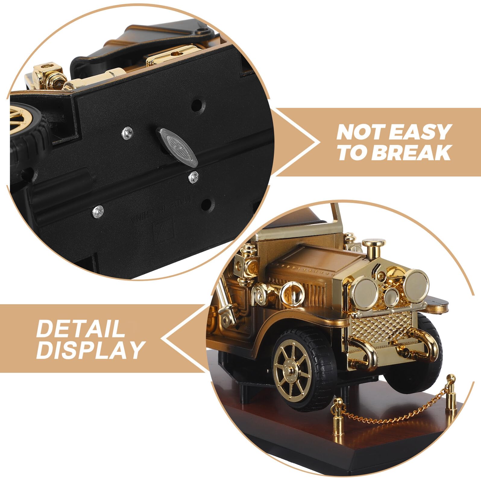 Caja Musical Retro en Forma de Coche Clásico de Plástico Coleccionable con Tonos Tradicionales para Adorno de Escritorio y Sala