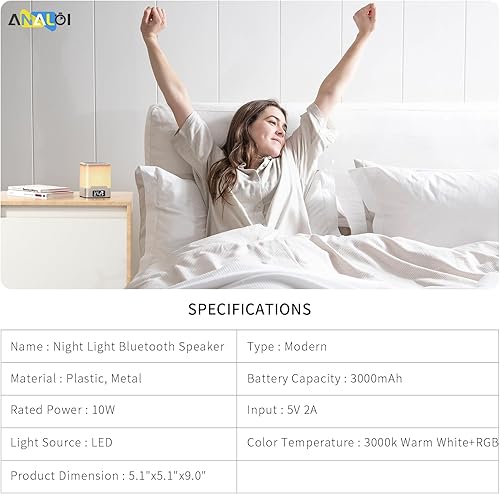 Miniatura 6 de Reloj despertador para dormitorio, altavoz Bluetooth con luz nocturna RGB con ritmos musicales, despertador con sonido y luz, control táctil