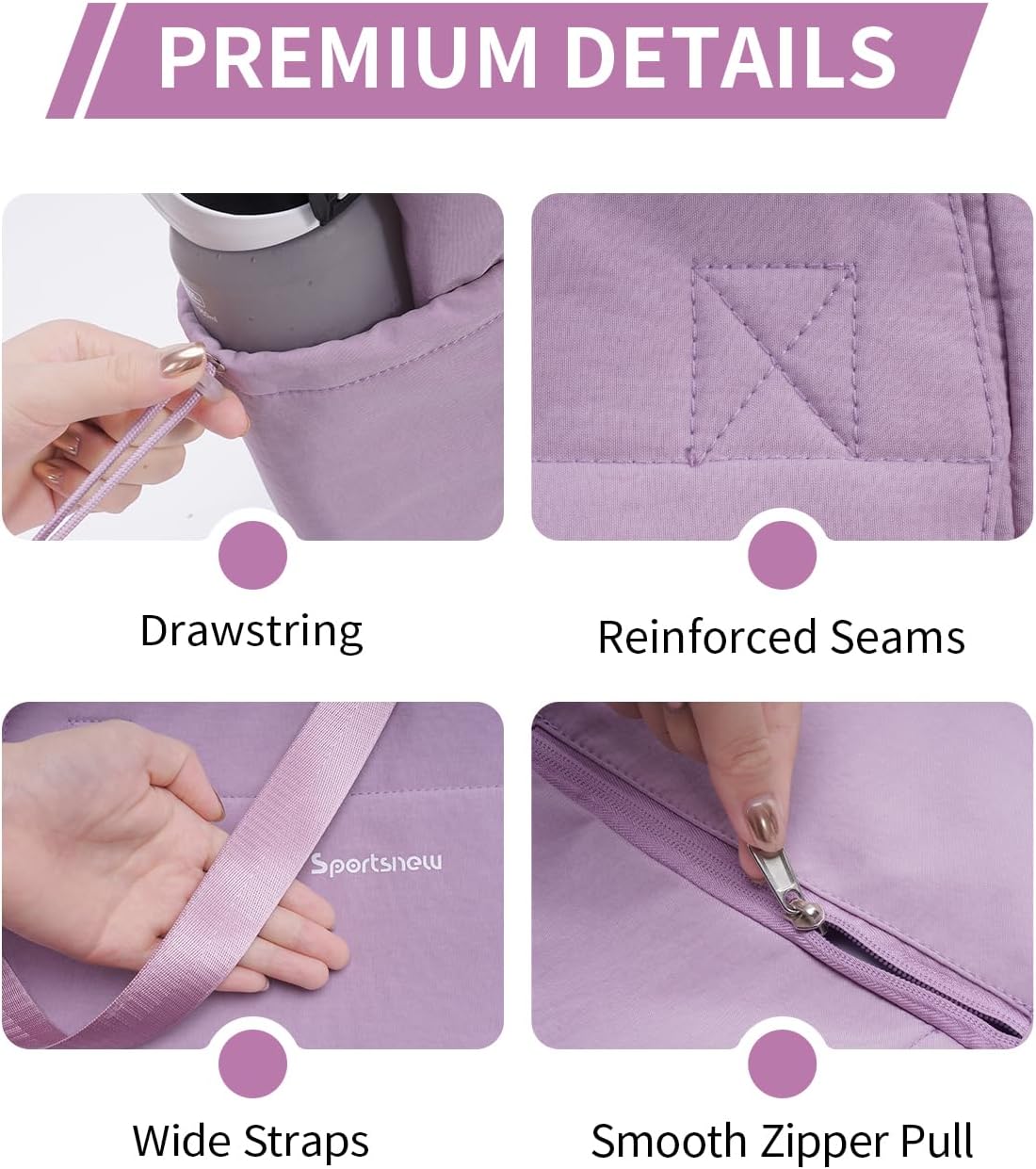 sportsnew Yoga Mat Bag Tote Yoga Gym Bags For Women Men with Waterproof Wet Pocket & Hook-and-loop, Quick Access Storage Yoga Mat Bag Carrier - Image 8