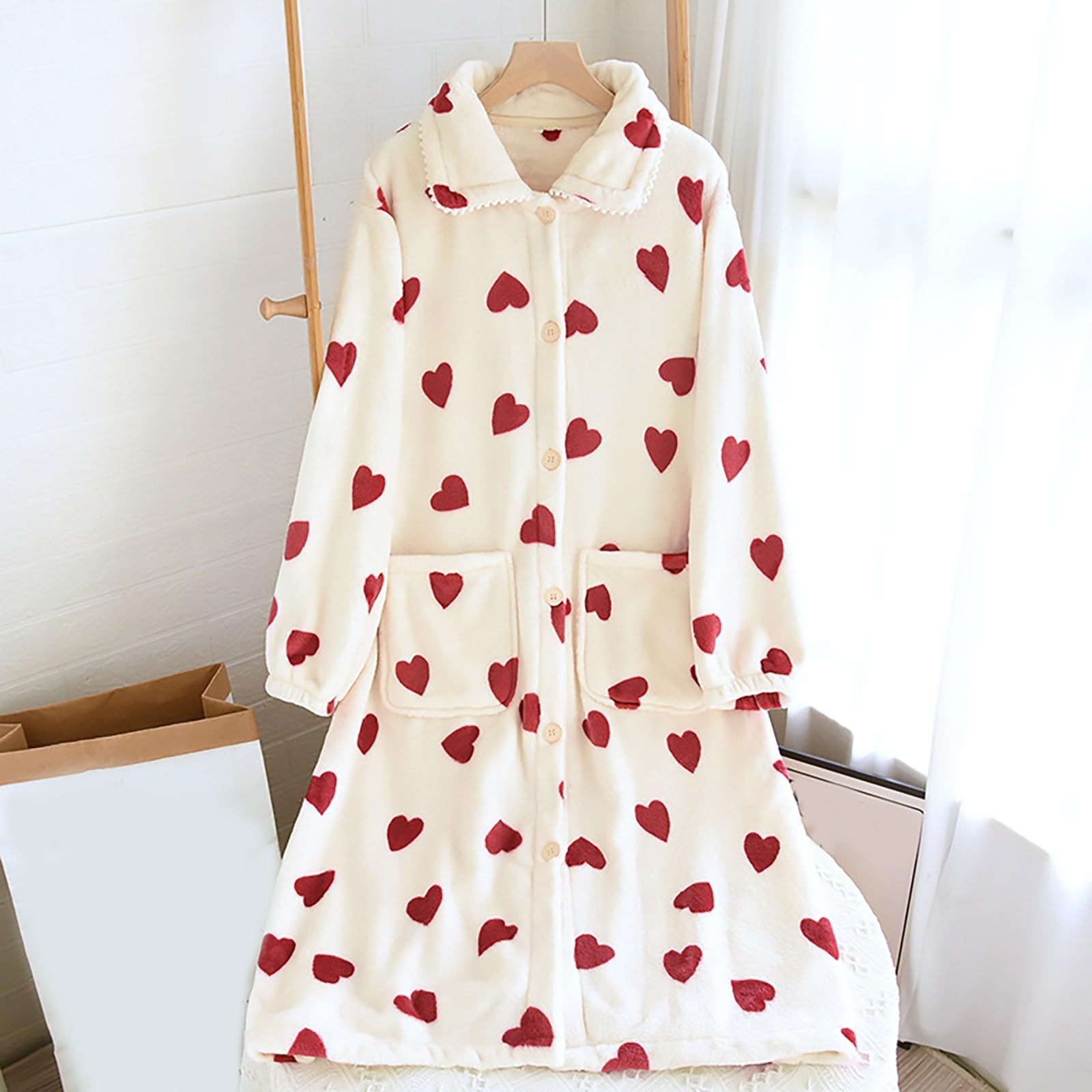 Accappatoi da donna in pile, a maniche lunghe, vestaglia da donna