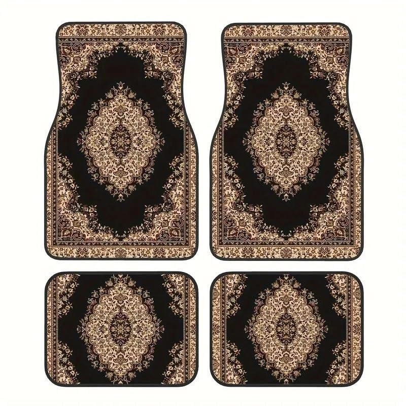 BedExu Bohemian Car Floor Mat Set of 4 - Non Slip All Weather Universal Fit for Cars, SUVs, Trucks - Turkish Persian Design Polyester Fiber(Persian
