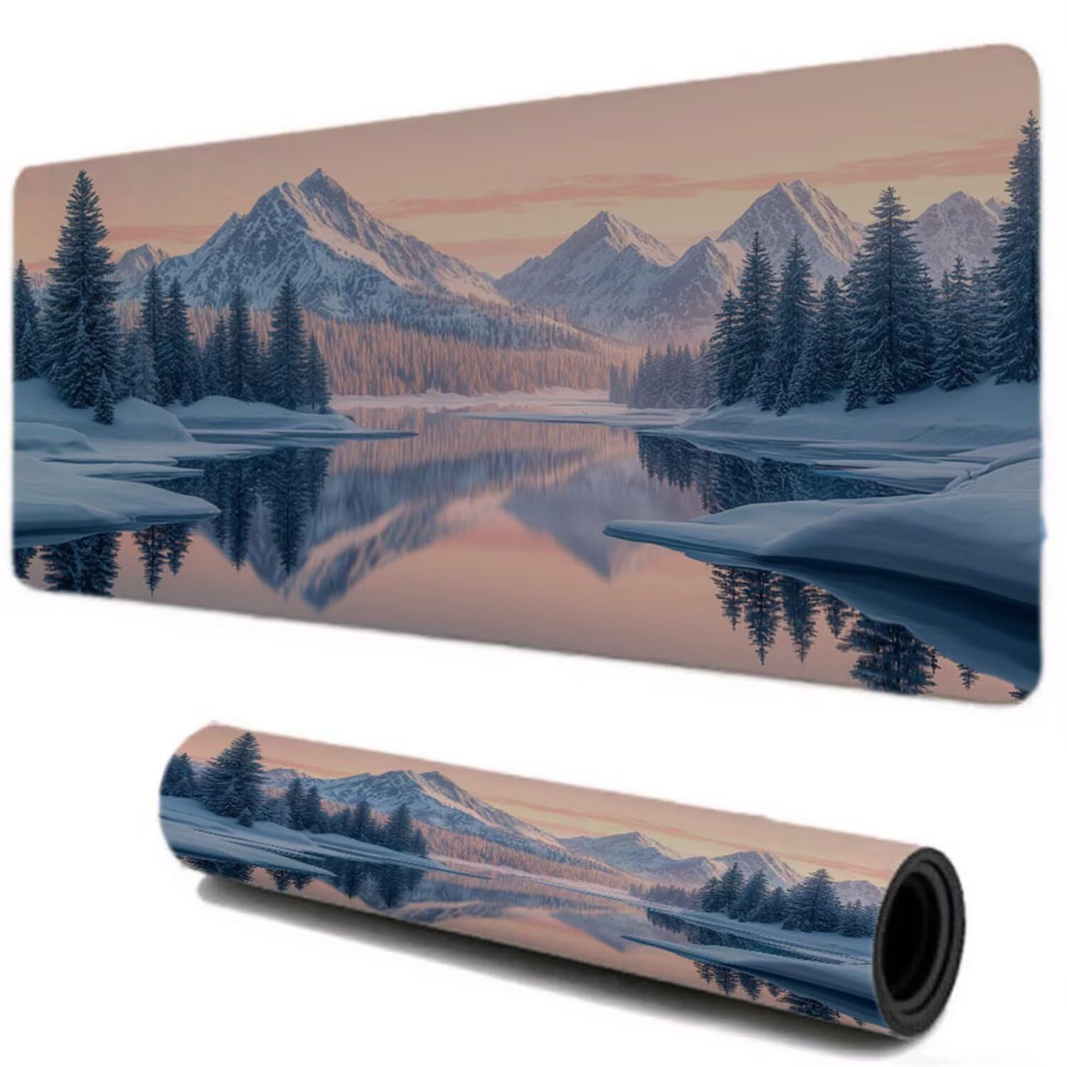 Podkładka pod mysz, podkładka pod mysz do gier XXL 1200x600, góra zima podkładka pod mysz ochraniacz na biurko, zszyte krawędzie antypoślizgowa gumowa podstawa, akcesoria do biura domowego I-315