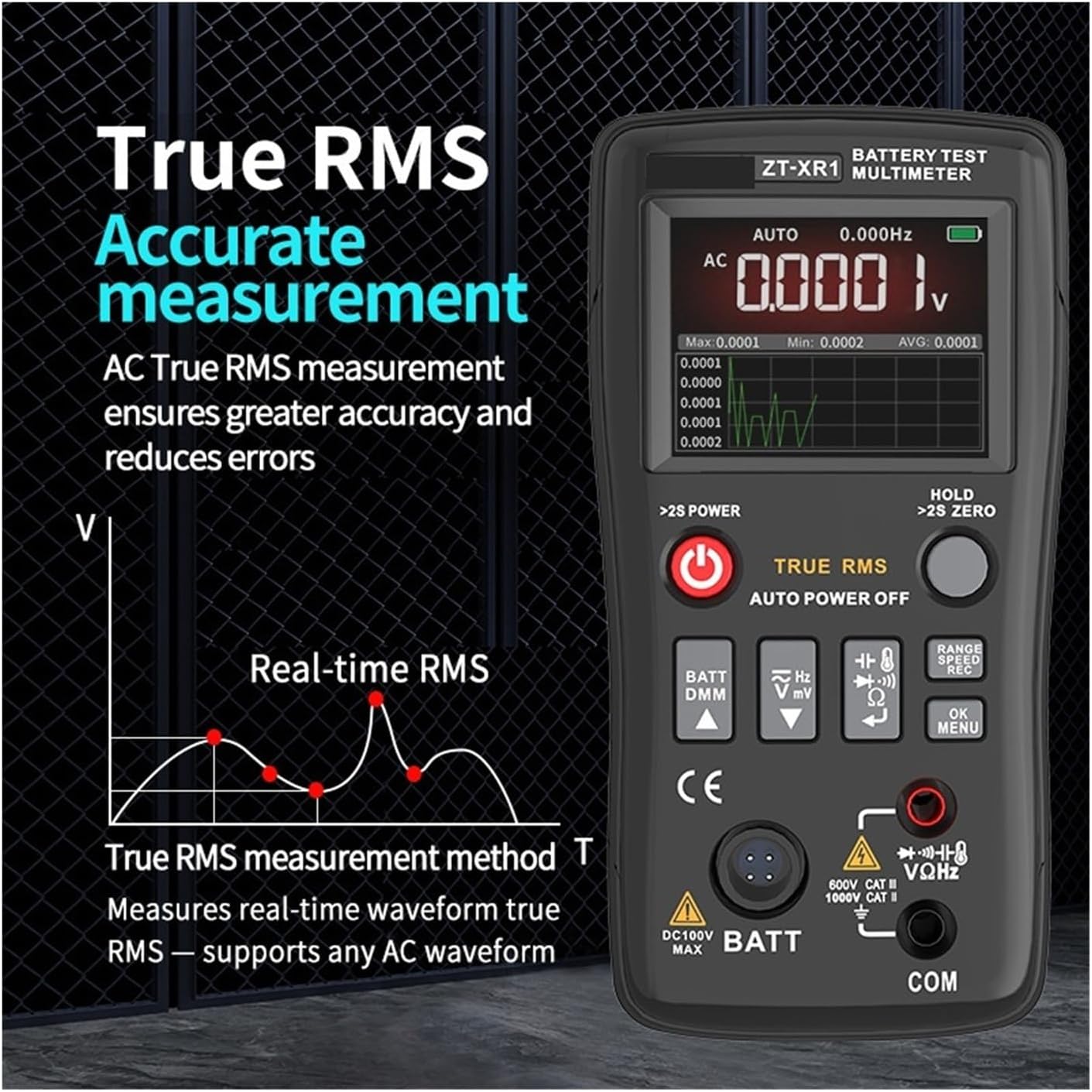 ZTXR1 4.5 Digit Internal Resistance Tester Multimeter 2-in-1 for 18650 Li-ion Lead Acid Battery Analyzer(ZTXR1 package2)