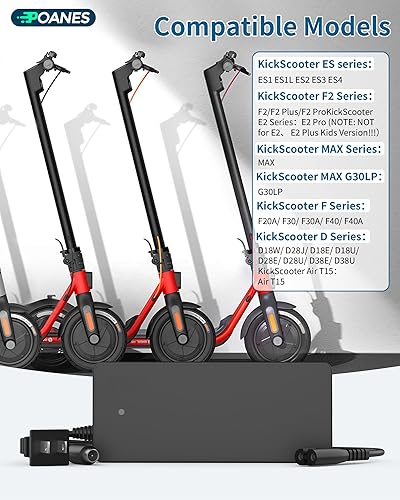 Miniatura 4 de Cargador de 42 V para scooters Segway Ninebot compatible con Segway ES2, ES4, E22, F20, F25, F30, F40, D18, D28, D40, F2, F2 Plus, F2 Pro, E2 Pro