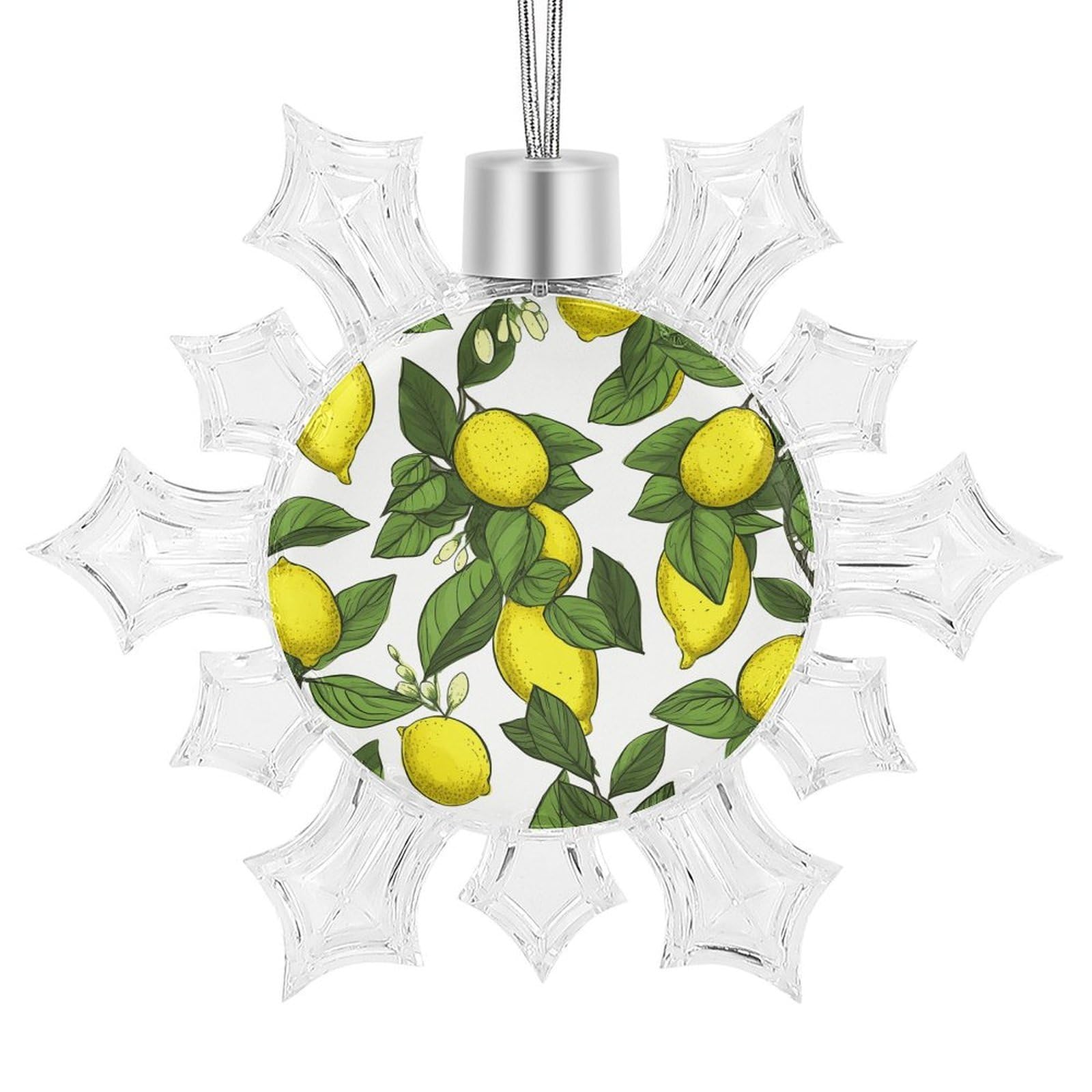 Yellow Fresh Lemons Snowflake Ornaments Cute Snowflake Pendant Exquisite Christmas Tree Ornaments for Christmas Weddings New Year Birthday Holiday Celebration