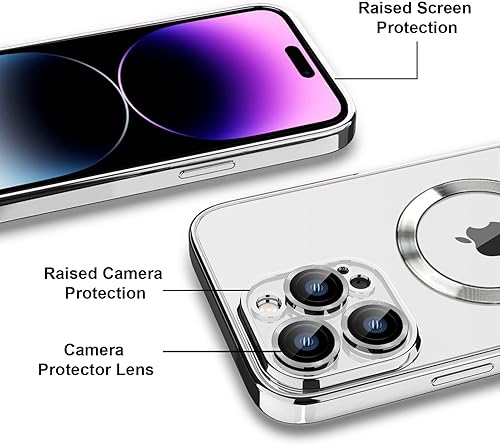 Miniatura 5 de DINGKUAKE Magsafe - Funda para iPhone 14 Pro, funda magnética transparente para teléfono con protector de pantalla y cubierta de cámara, funda