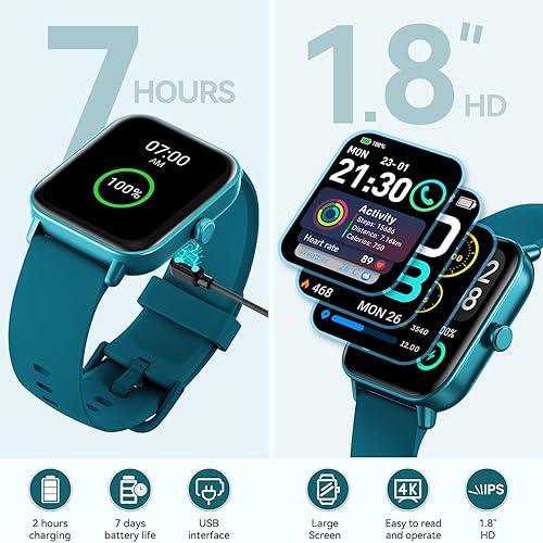 Miniatura 6 de Relojes inteligentes para hombres y mujeres, para hacer o responder llamadas, Alexa integrado, rastreador de actividad física HD de 1.8 pulgadas con