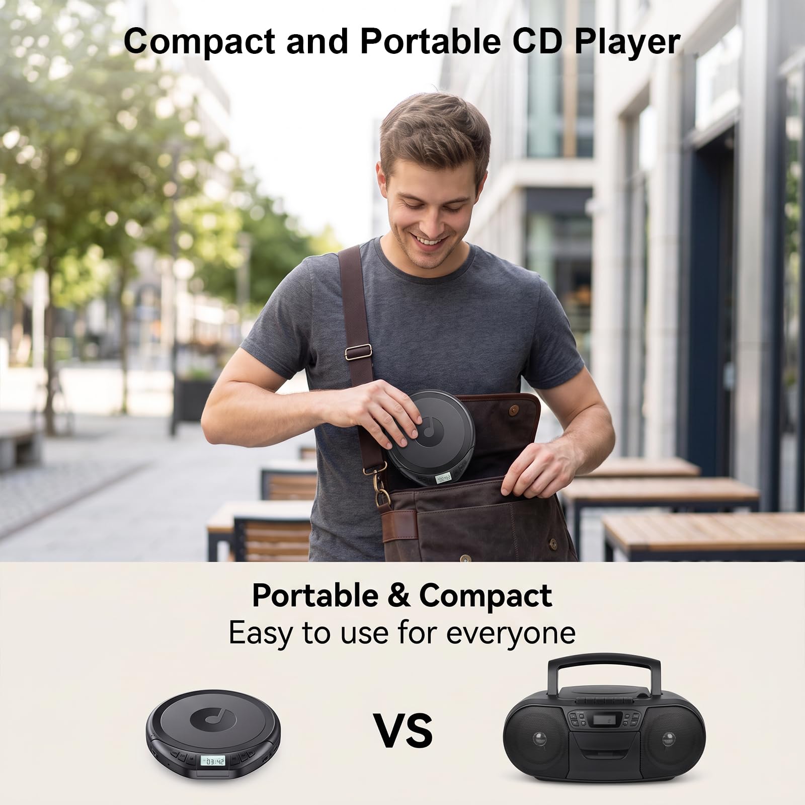 Gueray Lecteur CD portable avec écouteurs Lecteur CD pour voiture
