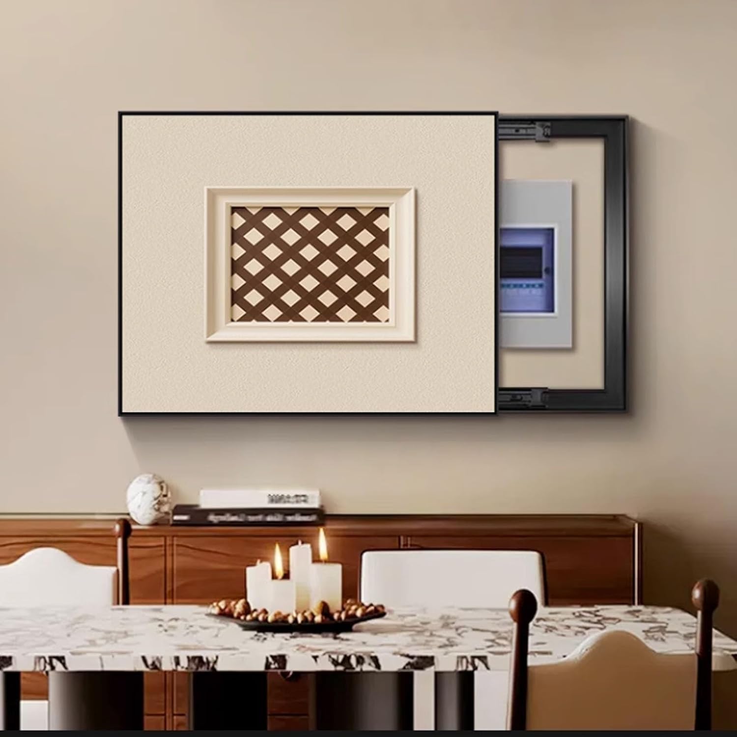 Electrical Panel Cover Wall Mounted Electric Meter Box Decorative Painting Breaker Box Cover Decorative, Hide Fuse Covers Painting Design for Home Office(A,50x40cm/19.7x15.7in(LxH))