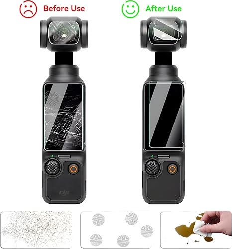 Miniatura 7 de Protector de pantalla de bolsillo 3 lentes antiarañazos para DJI Osmo Pocket 3 Vlogging Camera Creator Combo Accesorios 4 protectores de lente + 4