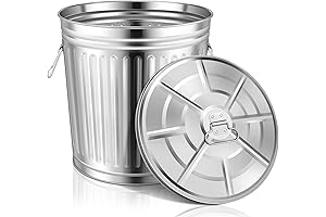 9.24 Gallon Galvanized Steel Trash Can with Lid