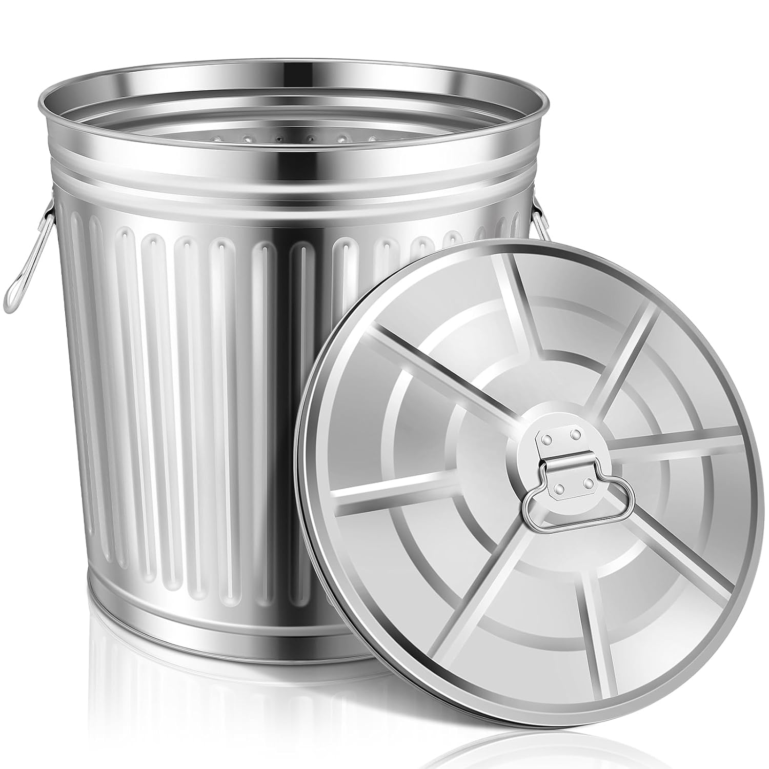 Ziliny 9.24 Gallon Galvanized Indoor Outdoor Trash Can Pet