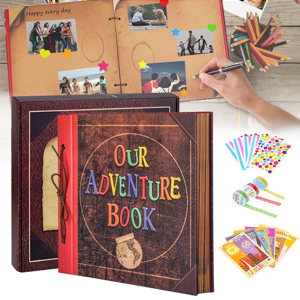 Nasza książka Adventure Book - ręcznie robiony album do scrapbookingu, na podróż, wesele, 60 stron, album pamiątkowy, zrób to sam, idealny na urodziny, dla przyjaciół, rodziny, rodziny