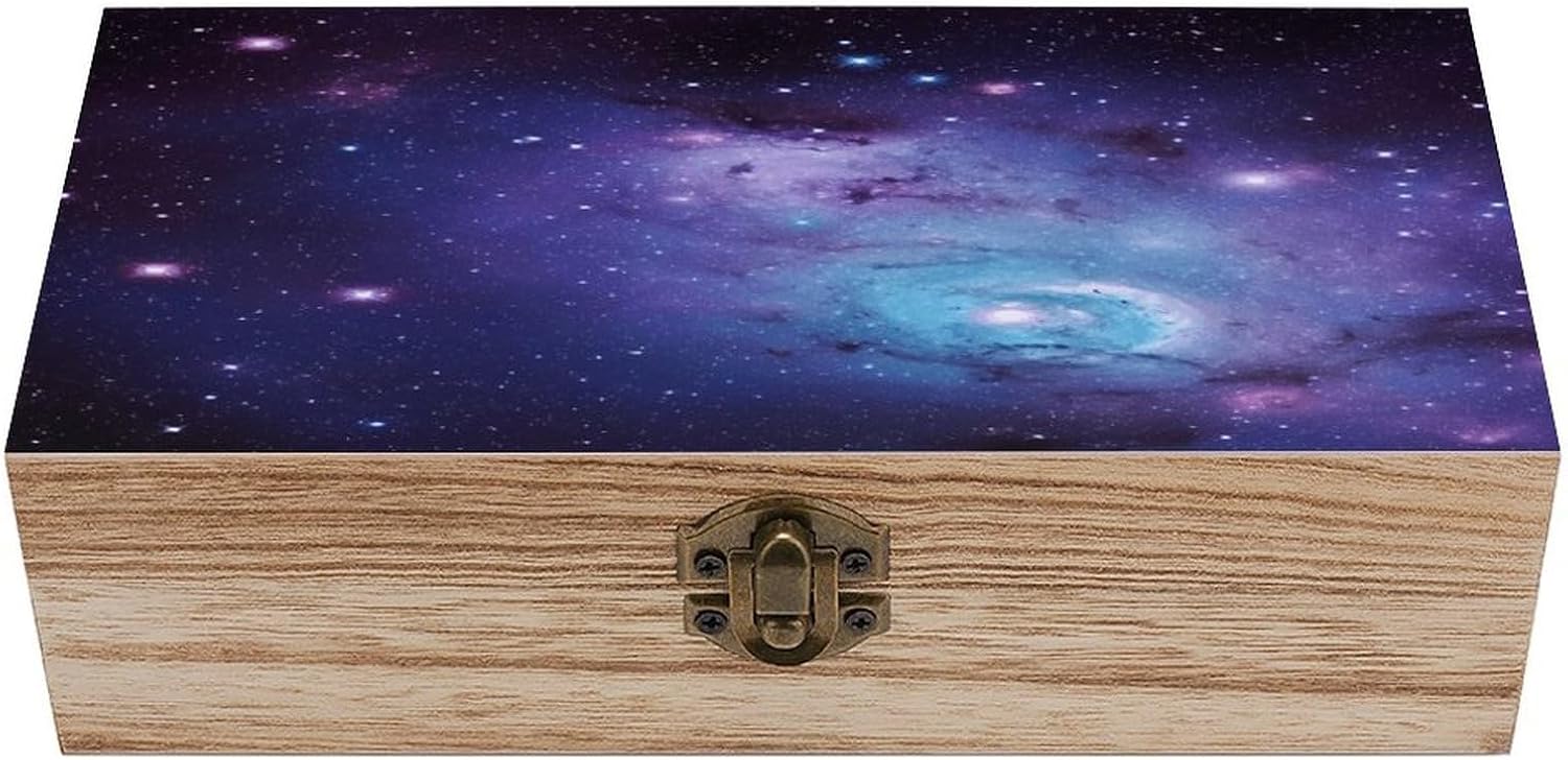 Blue & Purple Galaxy Storage Chests with Lid, Wooden Box