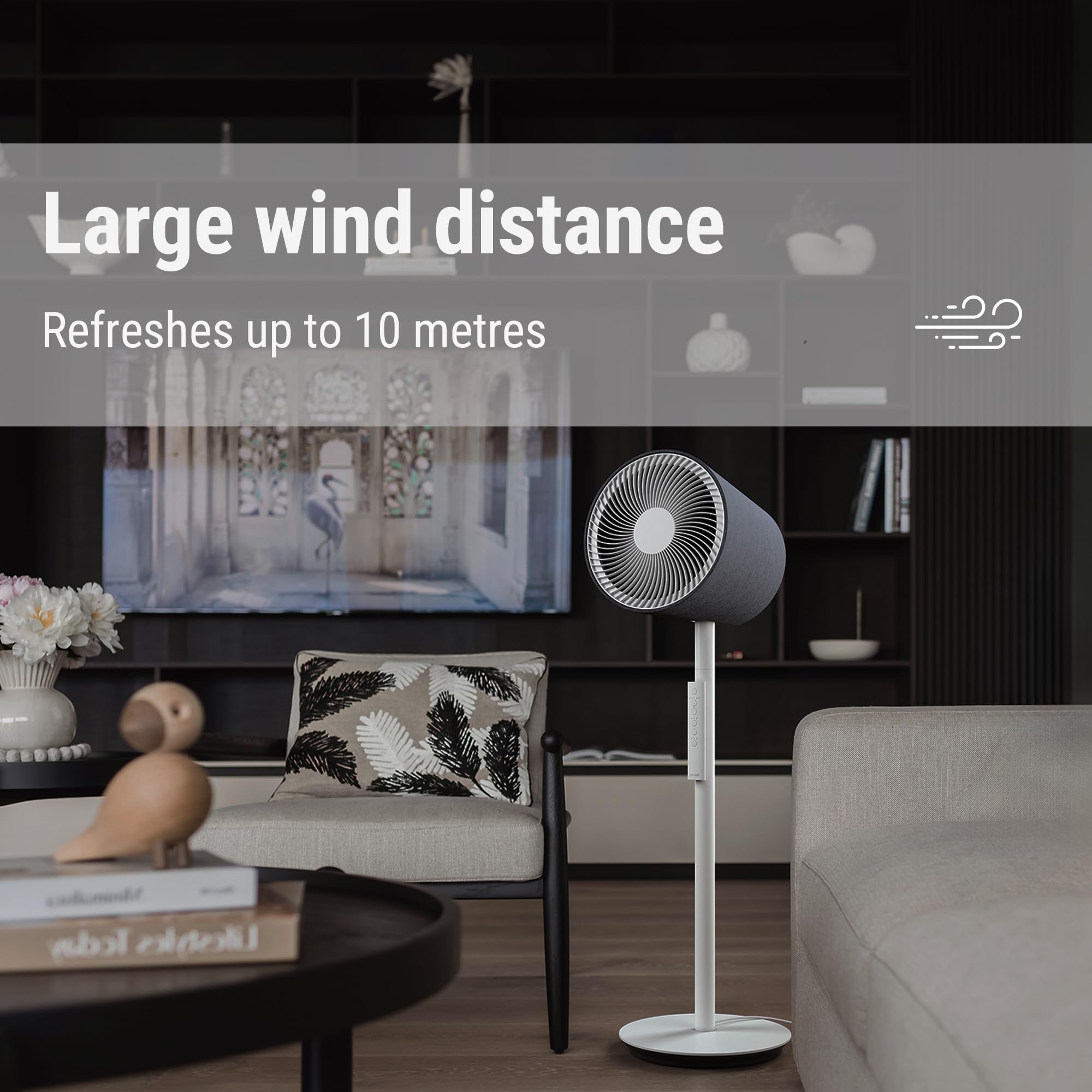 Stadler Form Ventilador Simon, ventilador de soporte 3D, mit horizontaler und vertikaler Schwenkfunktion, 10 Geschwindigkeitsstufen, mit Funk-Fernbediung, leise, weiss